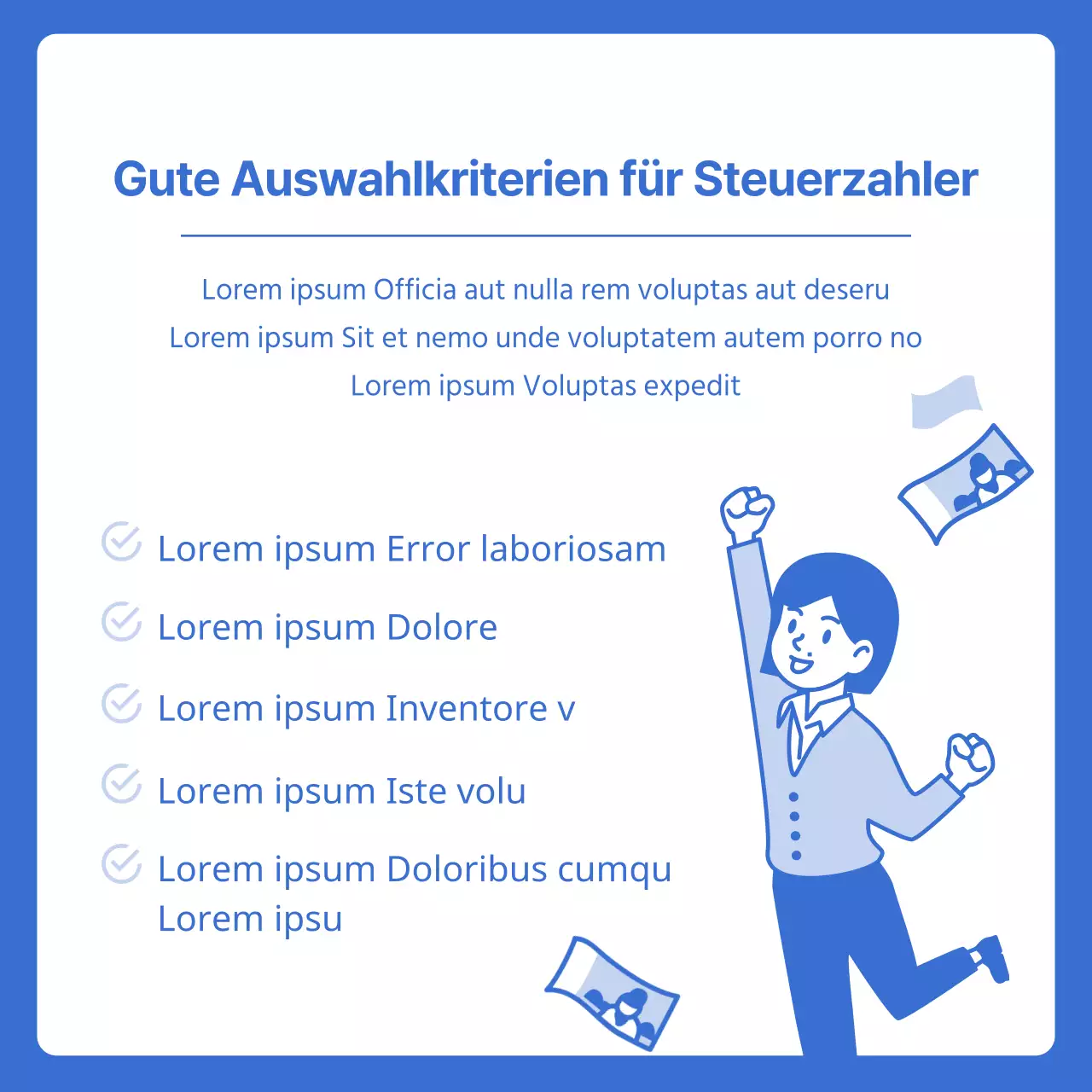 Informationen zum Tax Day-Angebot in blau hervorgehobenen, sauberen Illustrationen