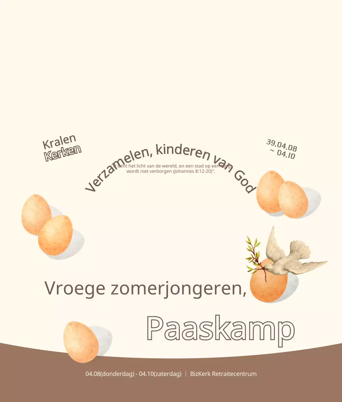 Emotioneel paasillustratieconcept in lichtgeel en bruin Informatie over paaskampen voor jongeren