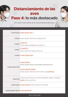 Cartel sencillo en gris y rojo sobre puntos clave de distanciamiento social