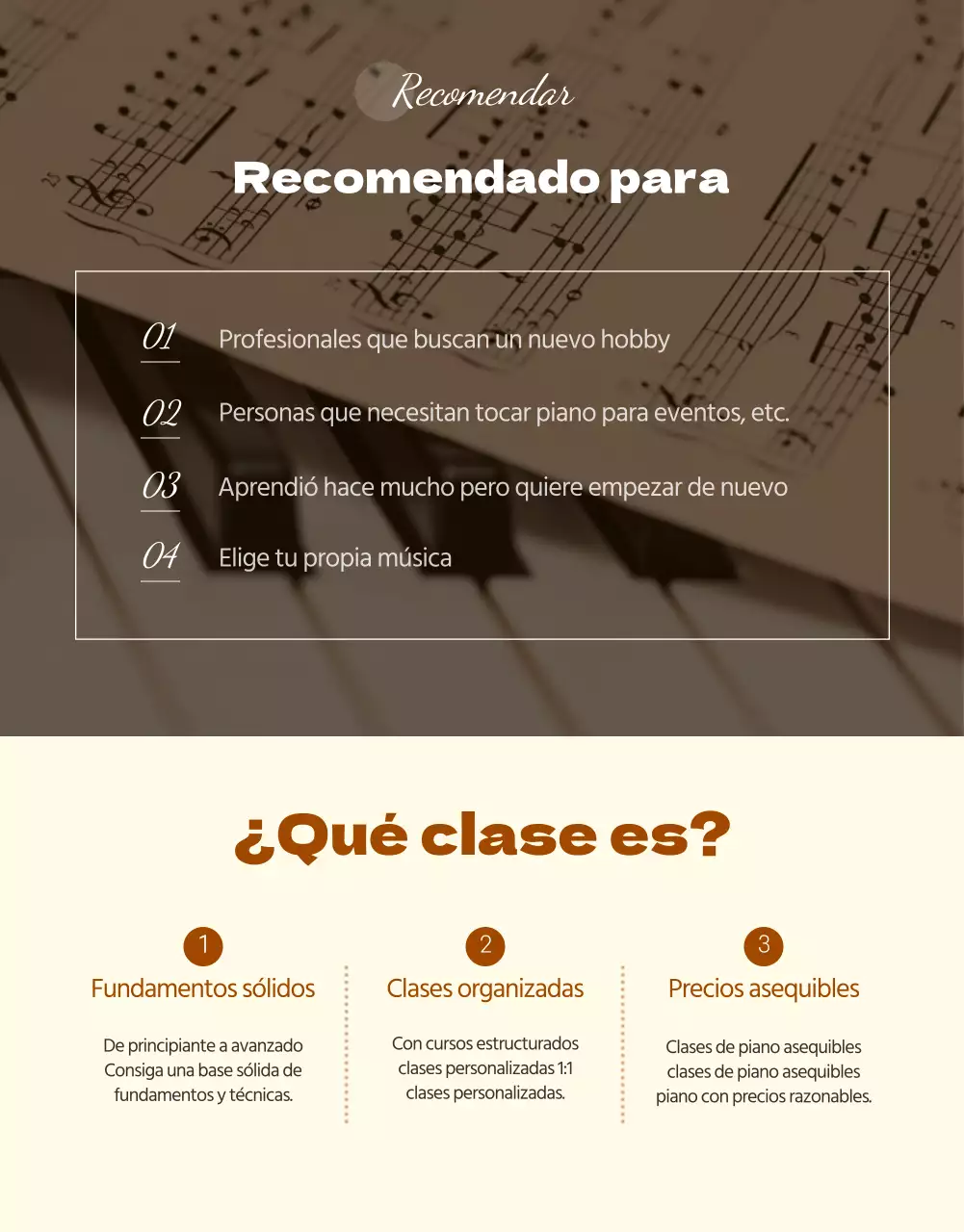 Lecciones de piano limpias y emotivas