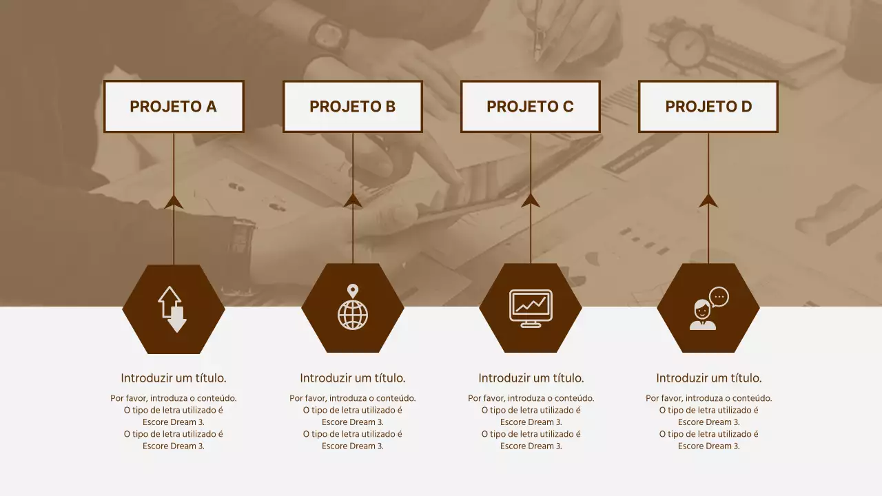 Infografias de negócios em tons de castanho Grandes projectos Fases do projeto Negócios