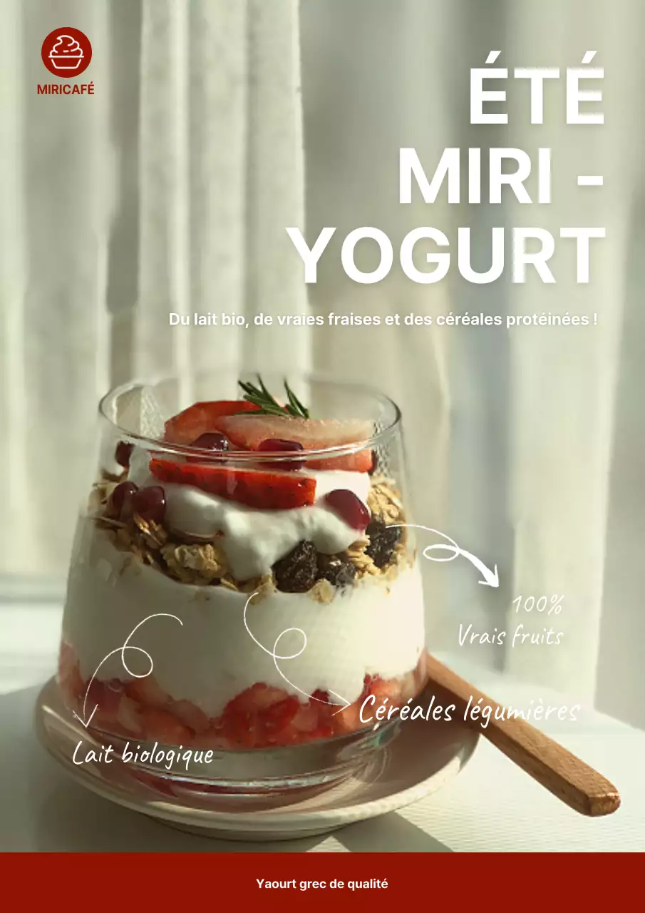 Promouvoir le yaourt grec moderne en rouge et ivoire