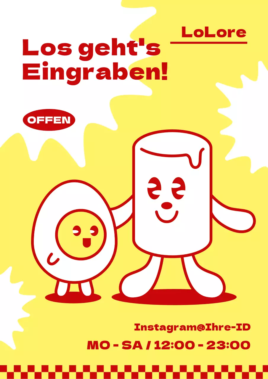 Niedliche rote und gelbe tteokbokki Charakter Restaurant Poster
