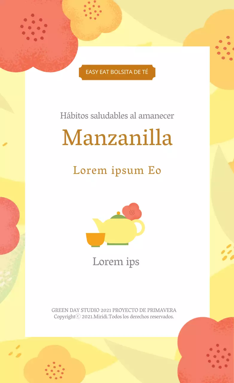 Amarillo ilustración ordenada etiqueta de té de manzanilla alimentos
