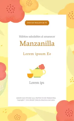 Amarillo ilustración ordenada etiqueta de té de manzanilla alimentos