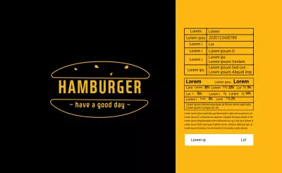 Gelbe schwarze Illustration Hamburger Lebensmitteletiketten