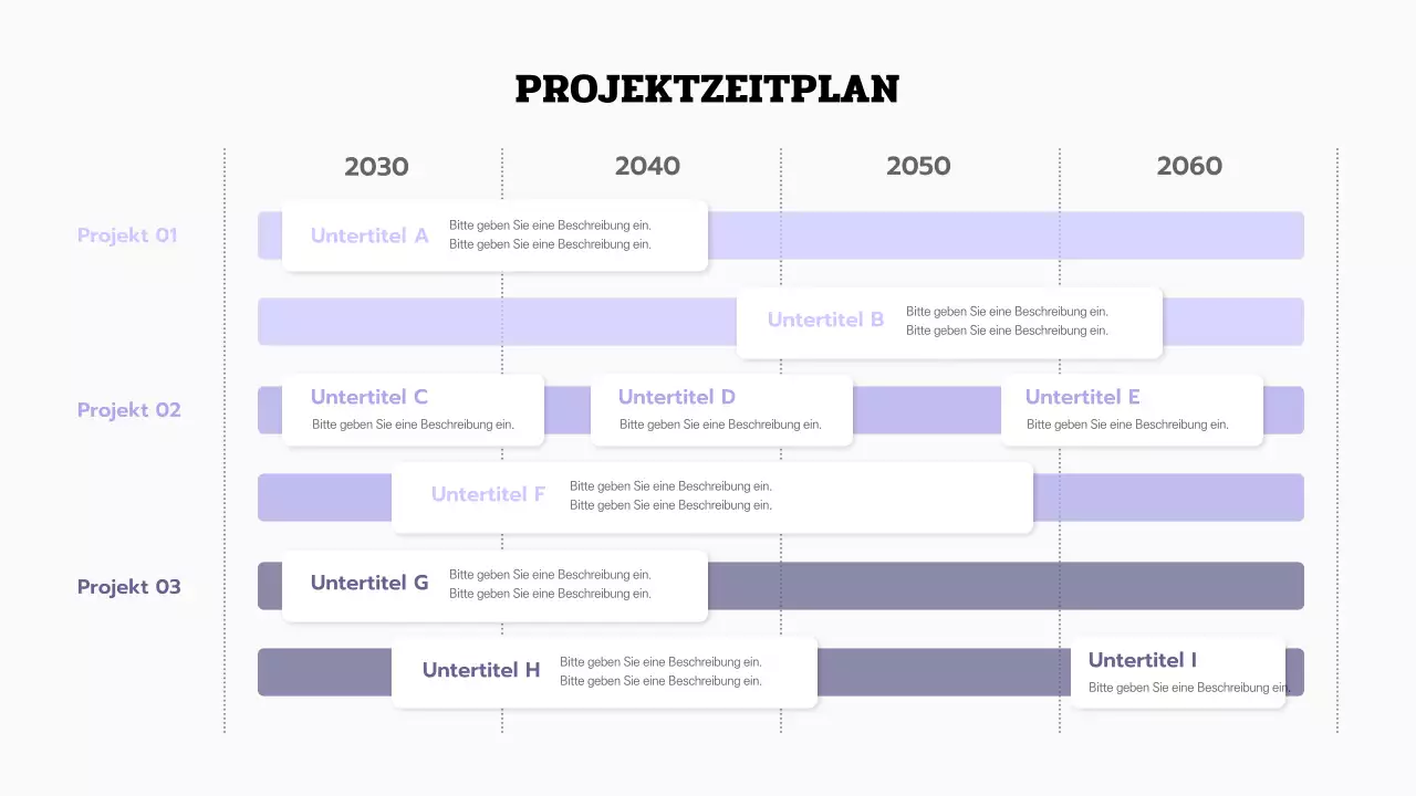 Zeitleisten-Infografik in einem klaren Lila-Ton