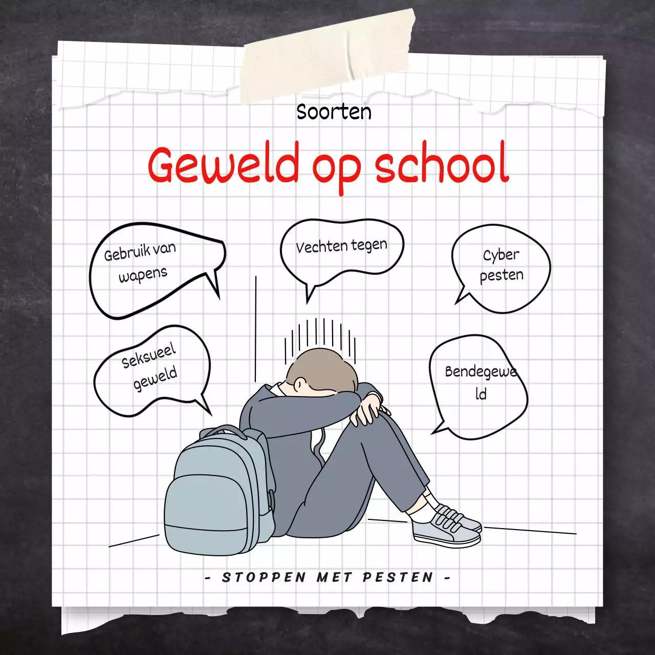 Rood en grijs minimalistisch type pestpaal