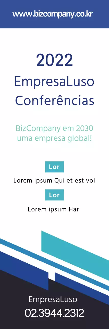 Evento de conferência empresarial limpo com letras azuis