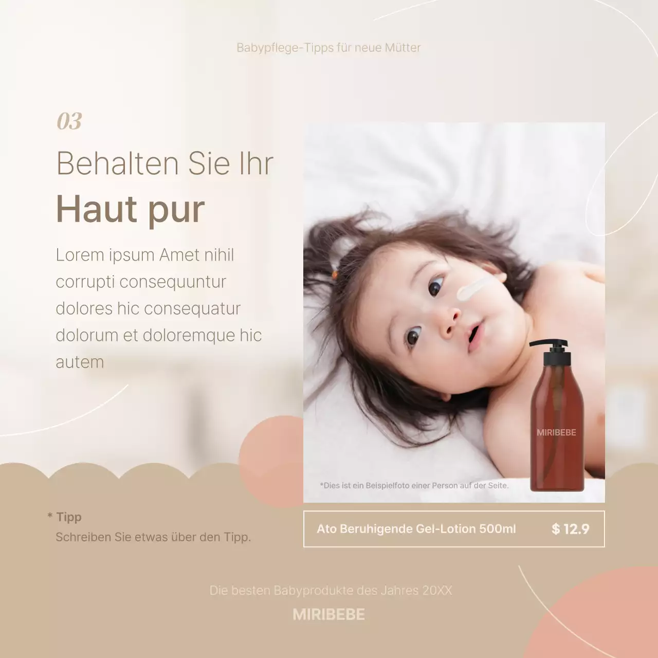 Wie man empfindliche rosa und beige Babyhaut pflegt