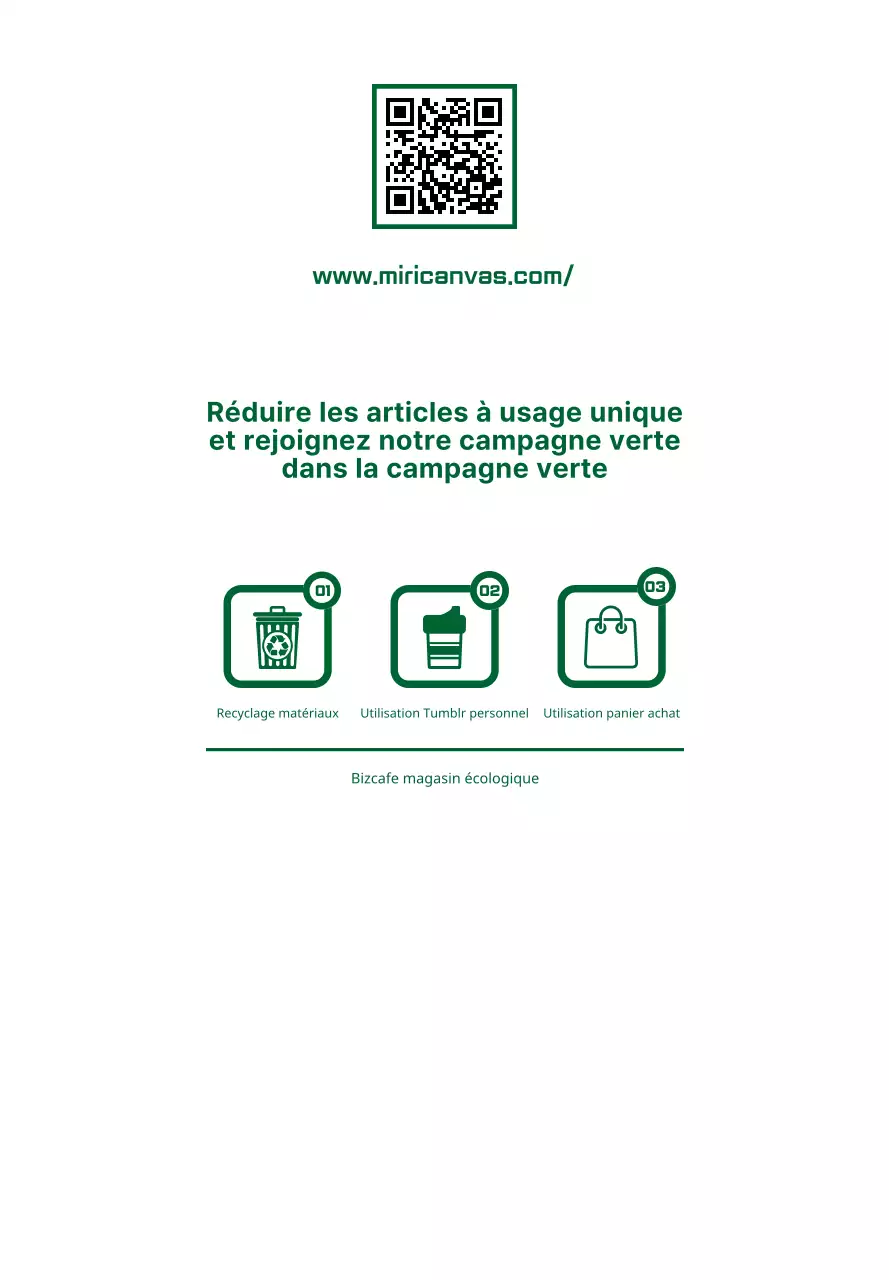 Texte simple et épuré et combinaison d'icônes dans un style de mise en page vert et blanc Guide de campagne vert