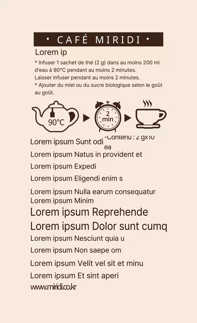 Étiquette illustrée en ivoire d'un café, d'un thé, d'un ingrédient ou d'une boisson