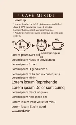 Étiquette illustrée en ivoire d'un café, d'un thé, d'un ingrédient ou d'une boisson