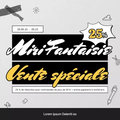 Papeterie fantaisie simple en noir et blanc en vente