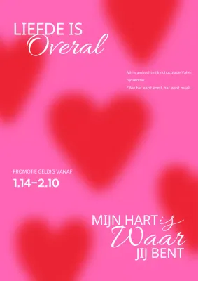 Rode en roze Valentijnsposter met hartjespatroon
