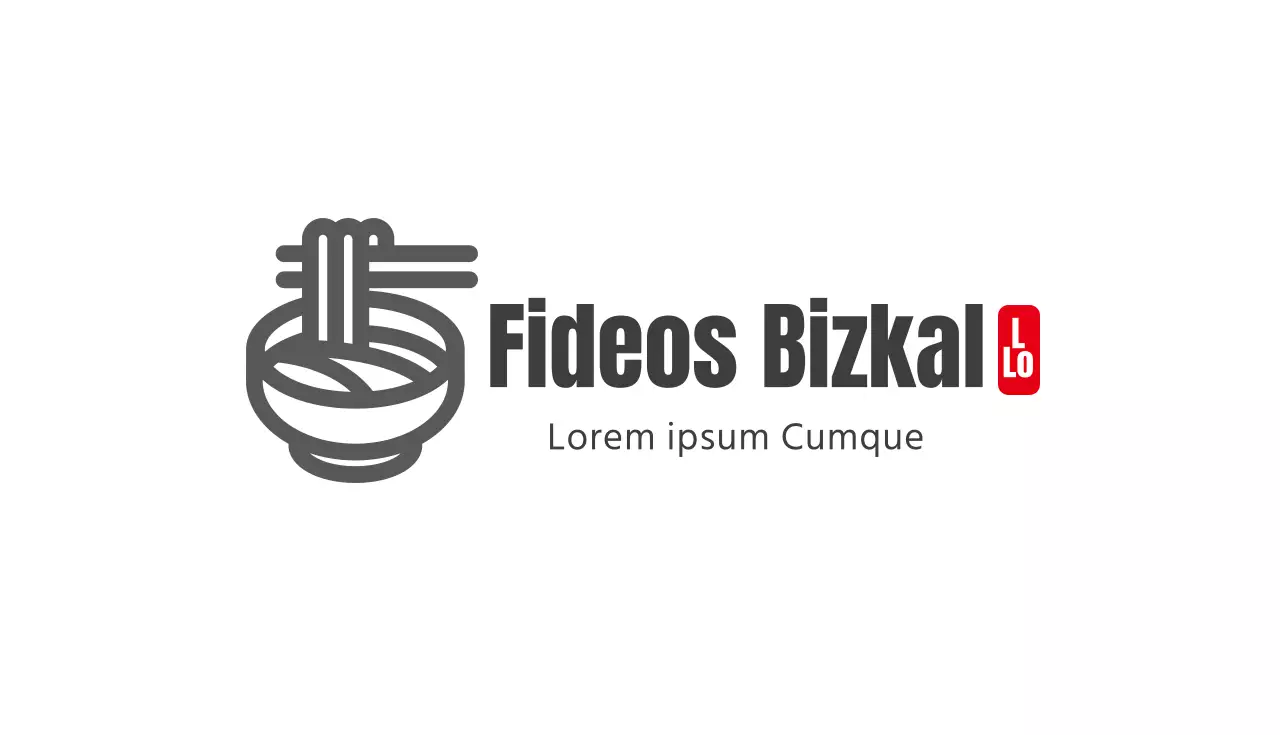 gris rojo ilustración logotipo fideos tarjeta de visita