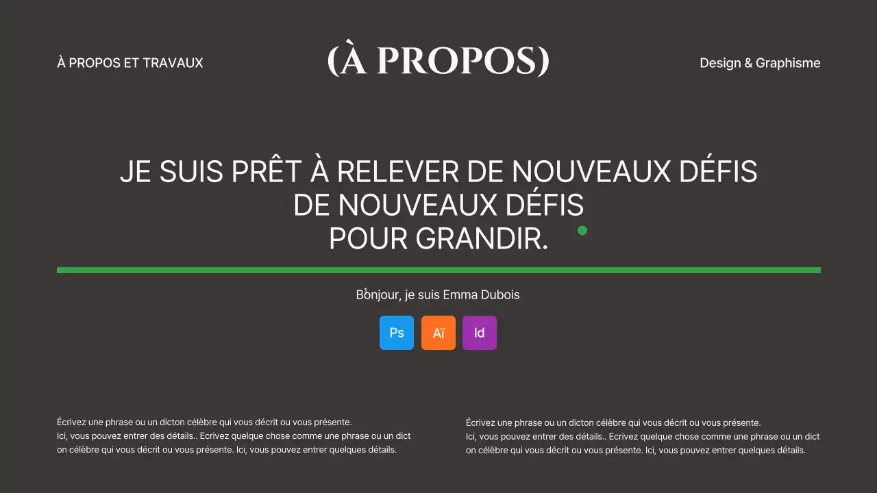 Lignes et formes grises et kaki concept design portfolio