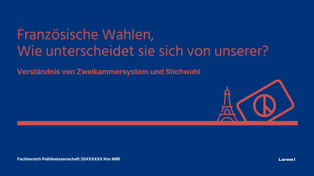 Präsentation zum Vergleich der französischen Präsidentschaftswahlen mit einem blau-roten Infothema