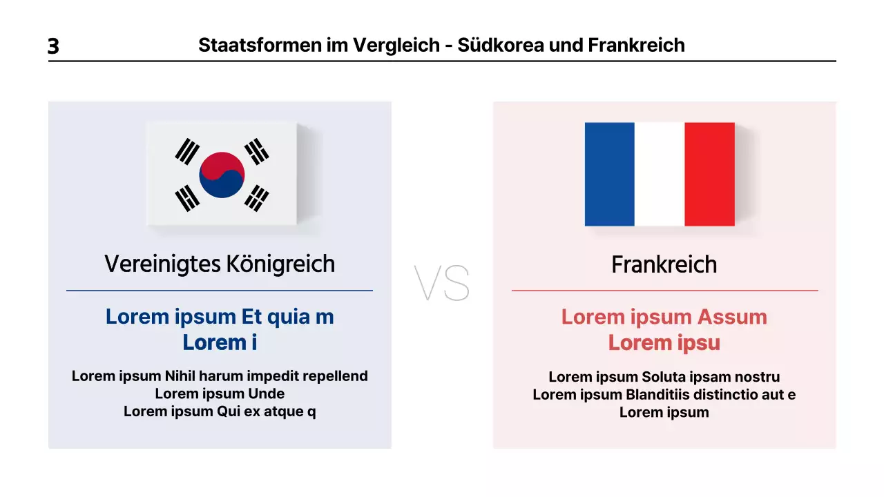 Präsentation zum Vergleich der französischen Präsidentschaftswahlen mit einem blau-roten Infothema