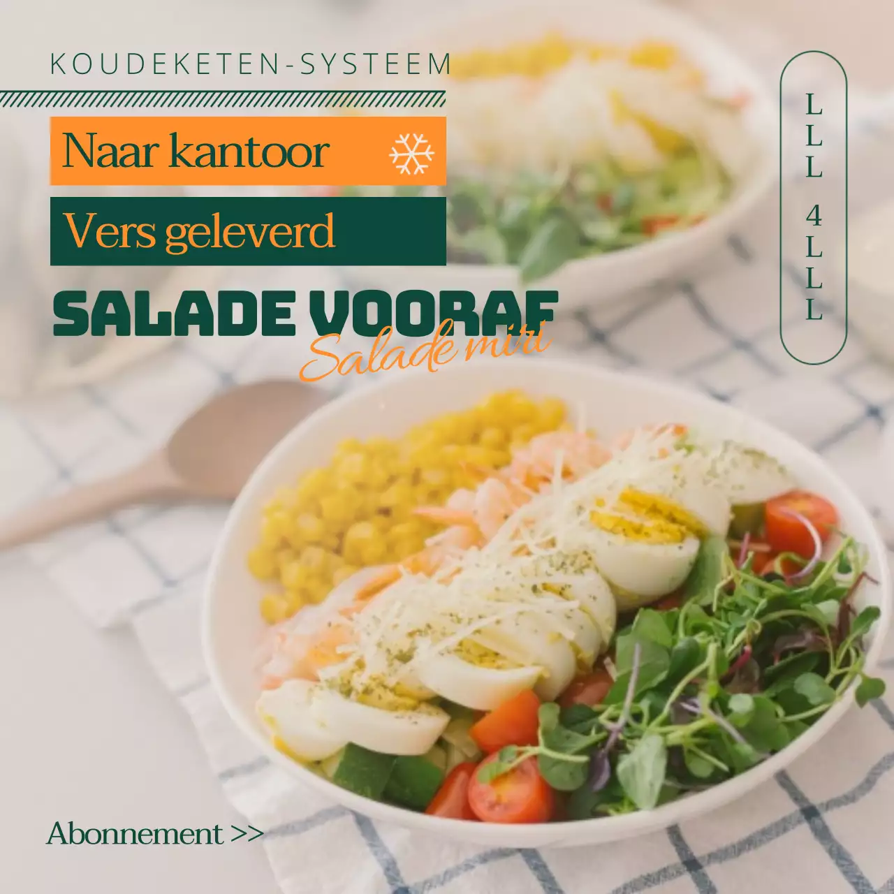Schrijf mij maar in voor een frisse salade in diepgroen en oranje