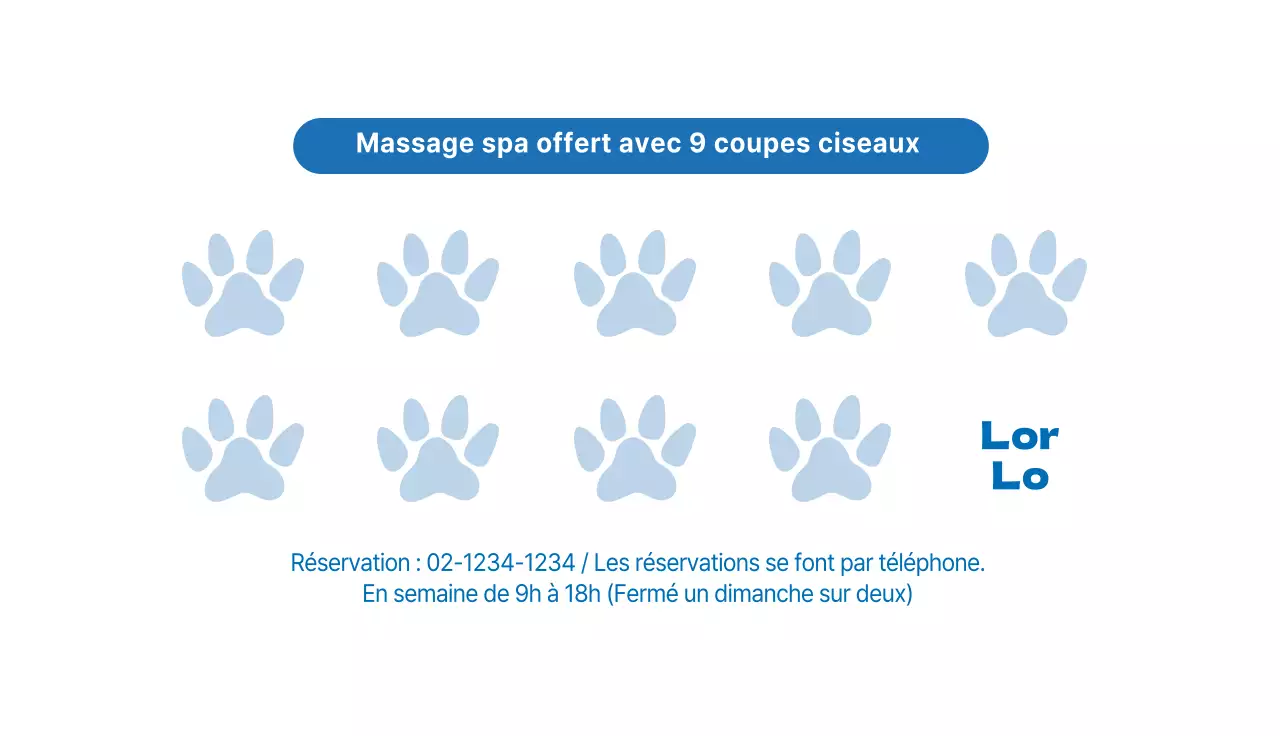 Coupon illustré bleu mignon dongdong pet care