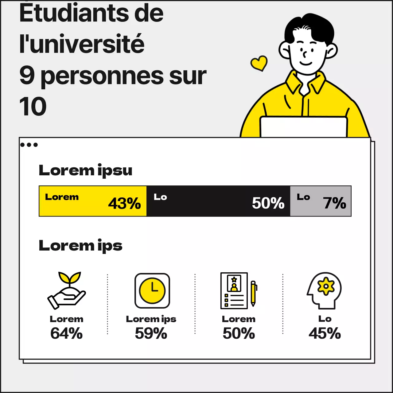 Des étudiants jaunes et monotones, soignés et mignons, à la recherche d'un emploi à temps partiel dans les bureaux du gouvernement en hiver.