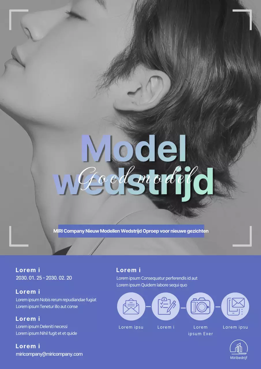 Mauve en eenvoudig model wedstrijd aankondiging