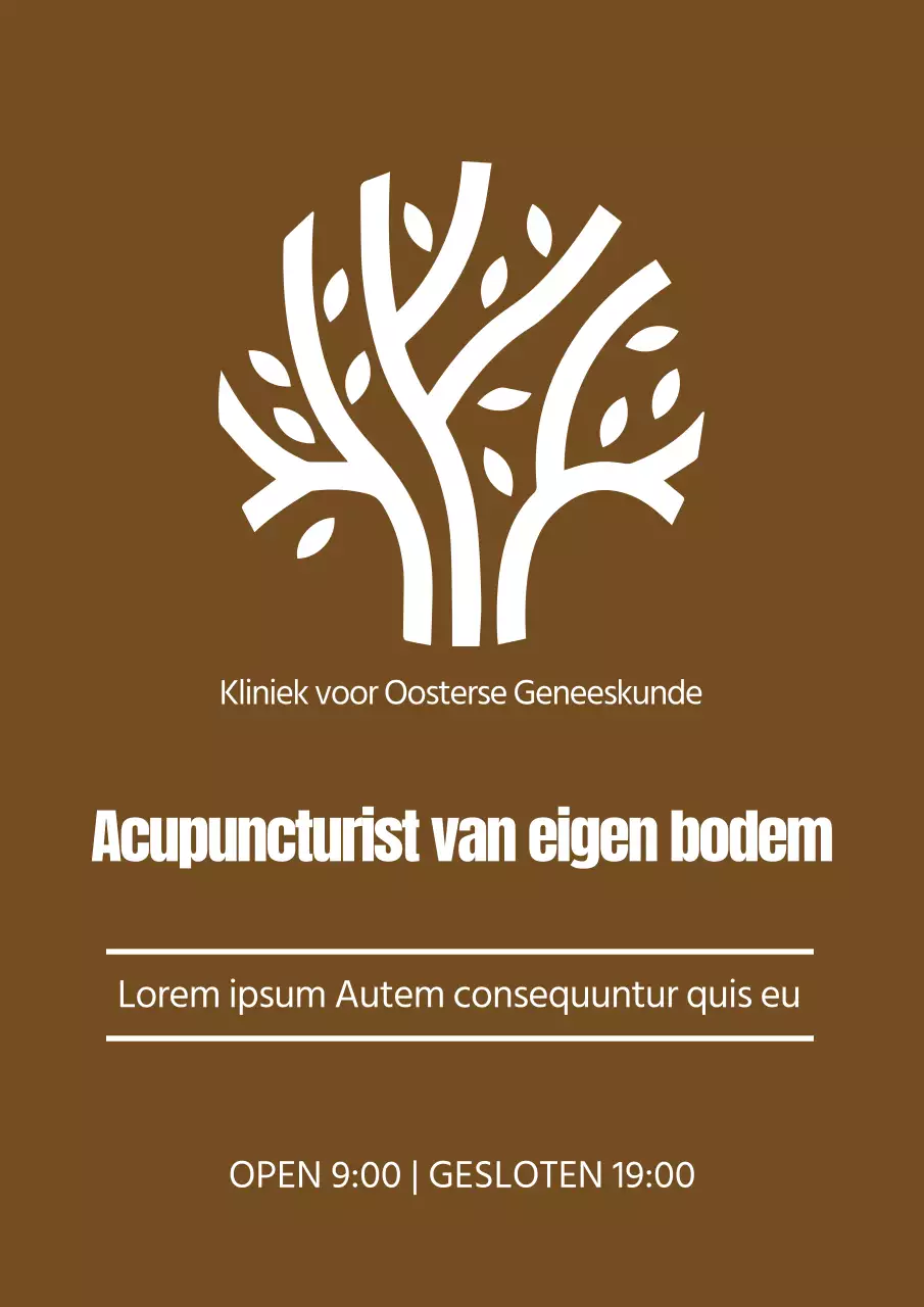 Strakke stijl in bruin en wit voor het promoten van het logo van je kliniek