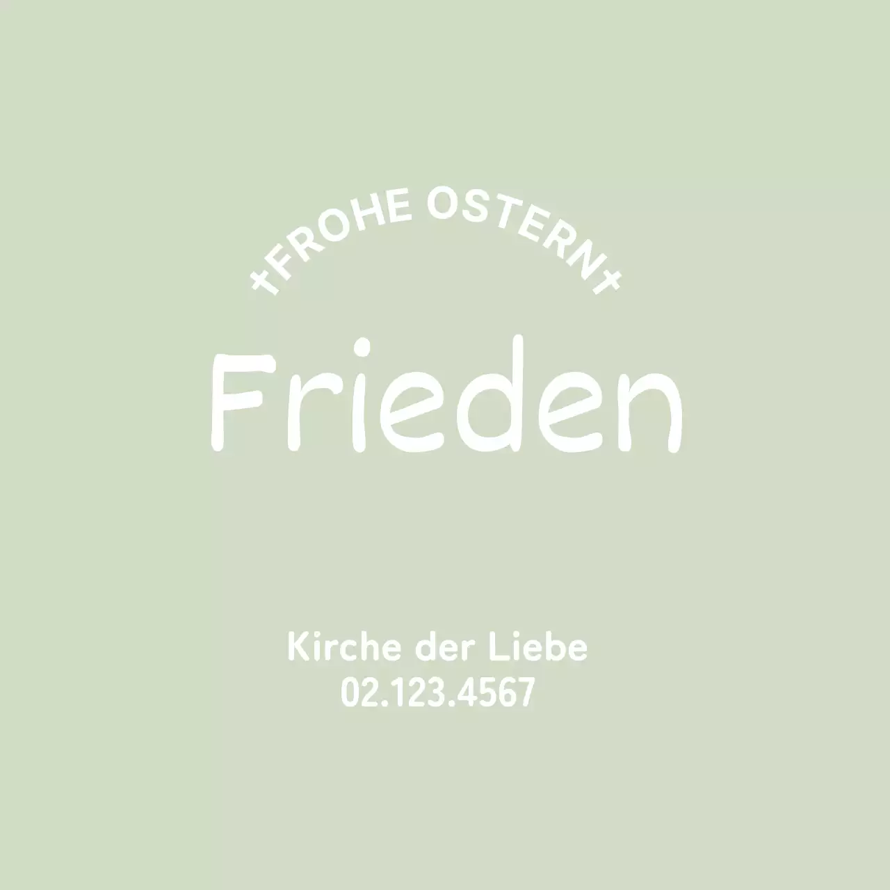 Niedliches Kirchenetikett mit grüner Beschriftung