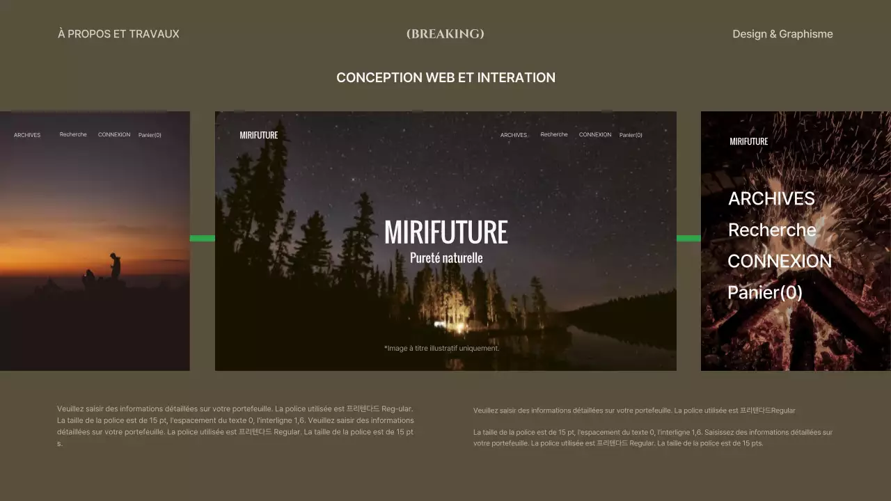 Lignes et formes grises et kaki concept design portfolio
