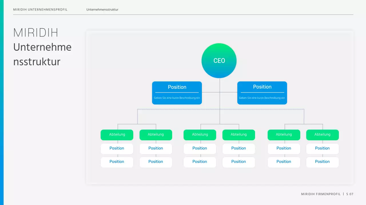 Ein moderner Firmenbrief in Blau und Chartreuse