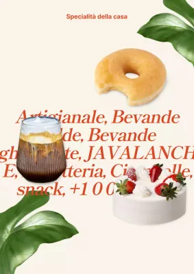 Menu del caffè-pasticceria in beige e rosso