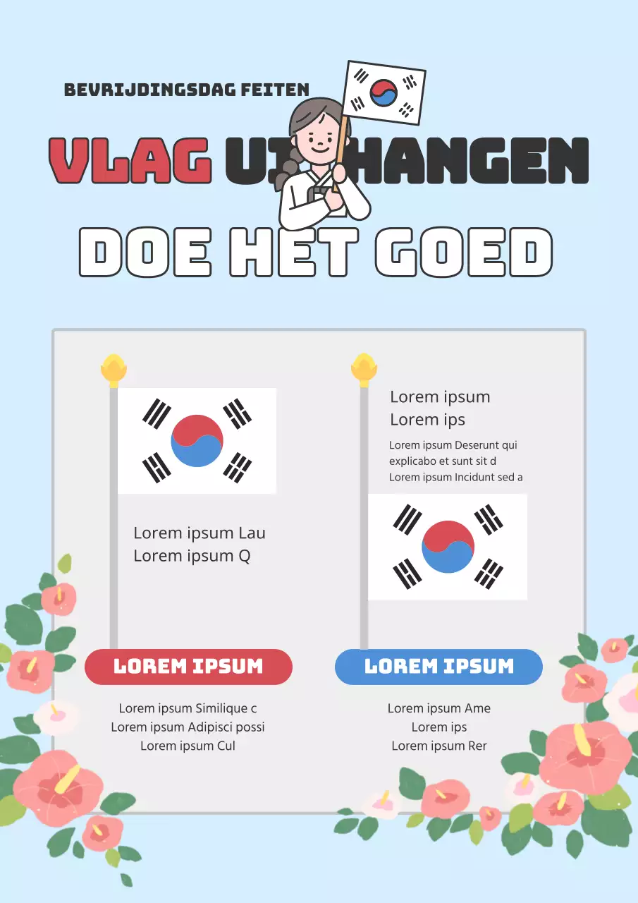 Lichtblauw Strak en eenvoudig geïllustreerd thema over het hijsen van de vlag