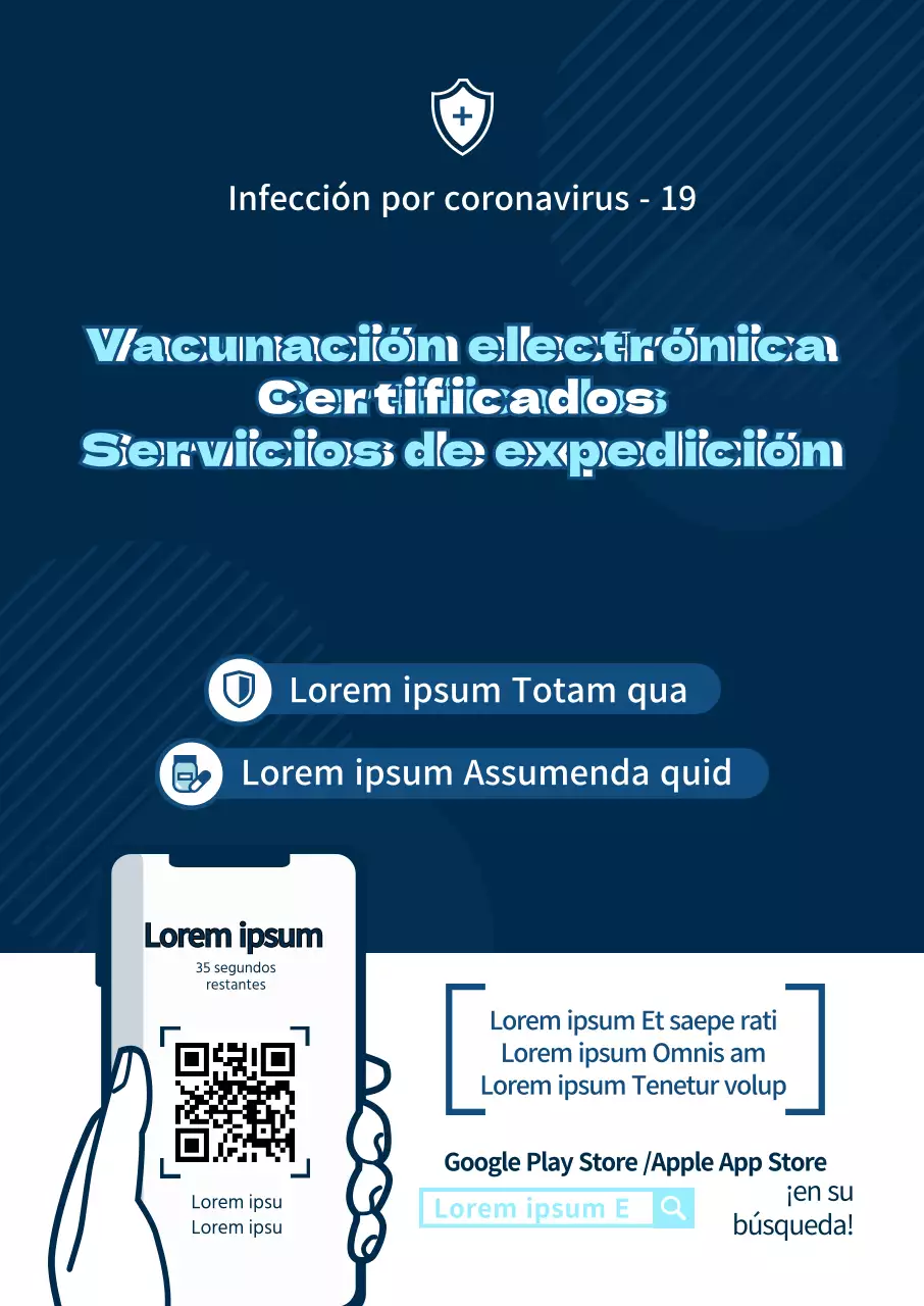 Guía de certificados electrónicos de vacunación sencillos en azul marino y azul claro