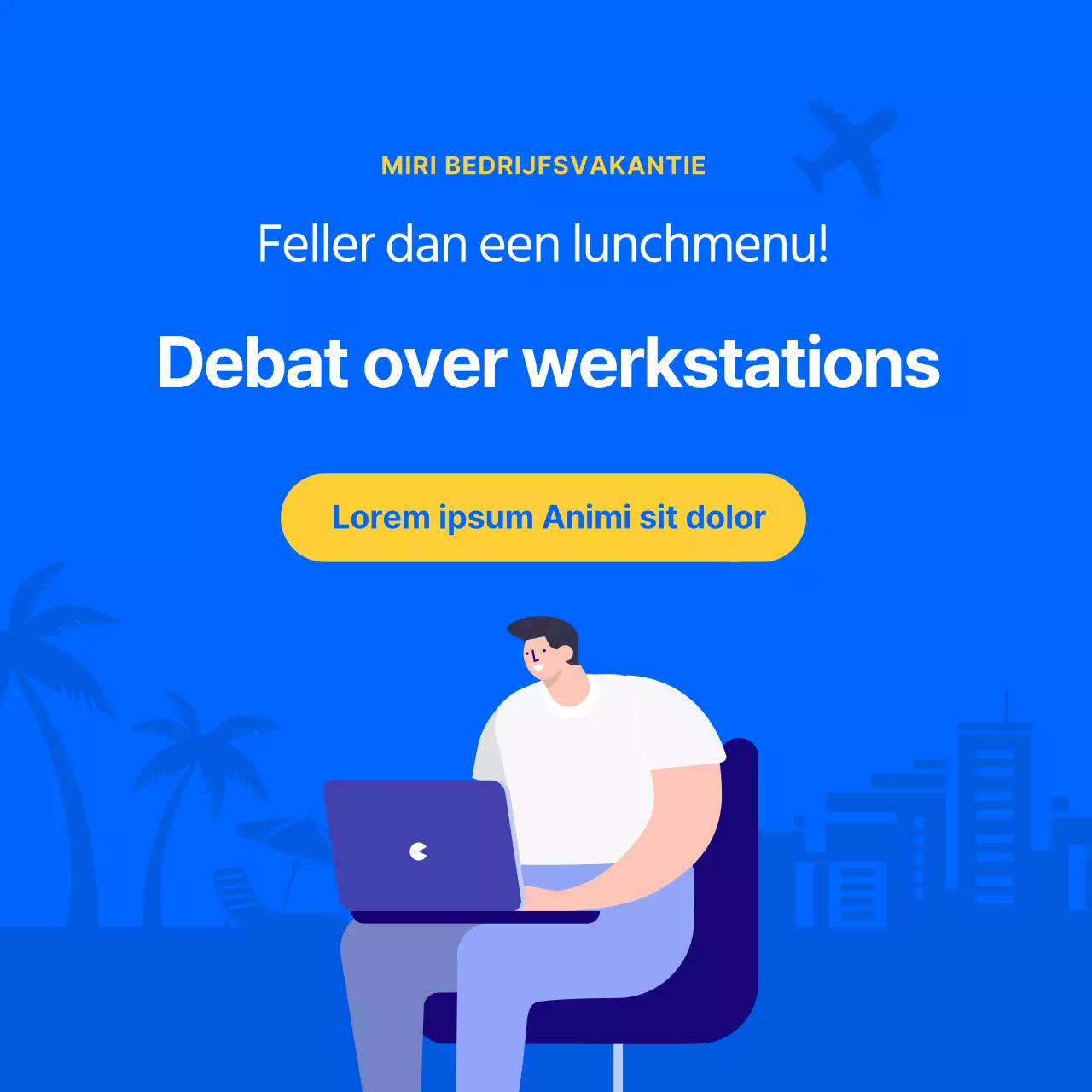 Schoon blauw werkplekdebat cardnews design