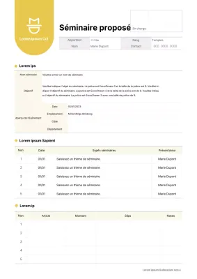 Jaune Modèle simple de proposition de séminaire