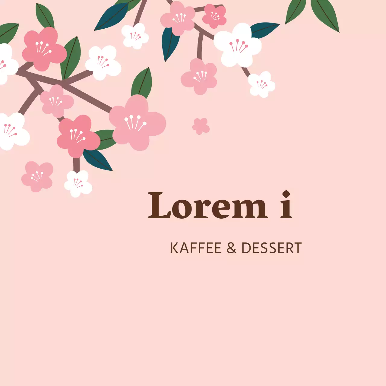 Gepflegtes Cafe-Werbeetikett mit rosa Illustration