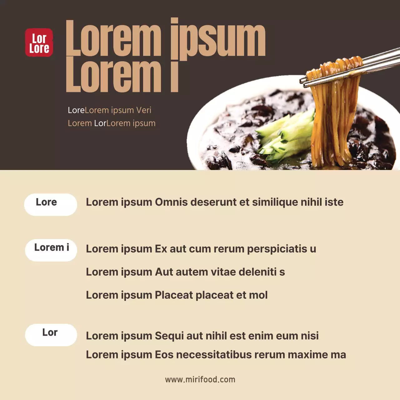 Bruine Jajang NoedelsFoto Chinees Restaurant Maaltijdpakket Recepten Sticker