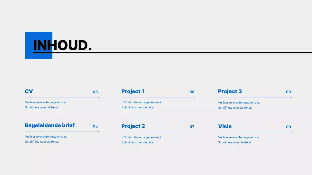 Een blauwe, georganiseerde portefeuille