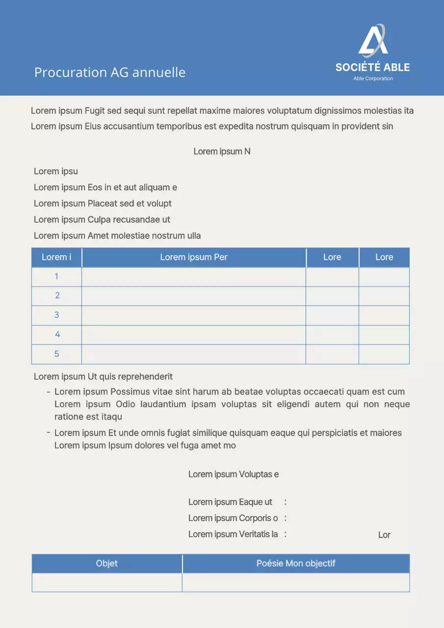 procuration pour l'assemblée générale des actionnaires de bluetone modèle de document d'affaires