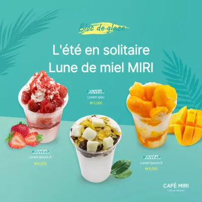 Bannière carrée de glace rasée d'été de couleur menthe