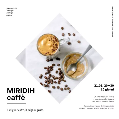 Semplice segno del menu del caffè quadrato con sfondo bianco