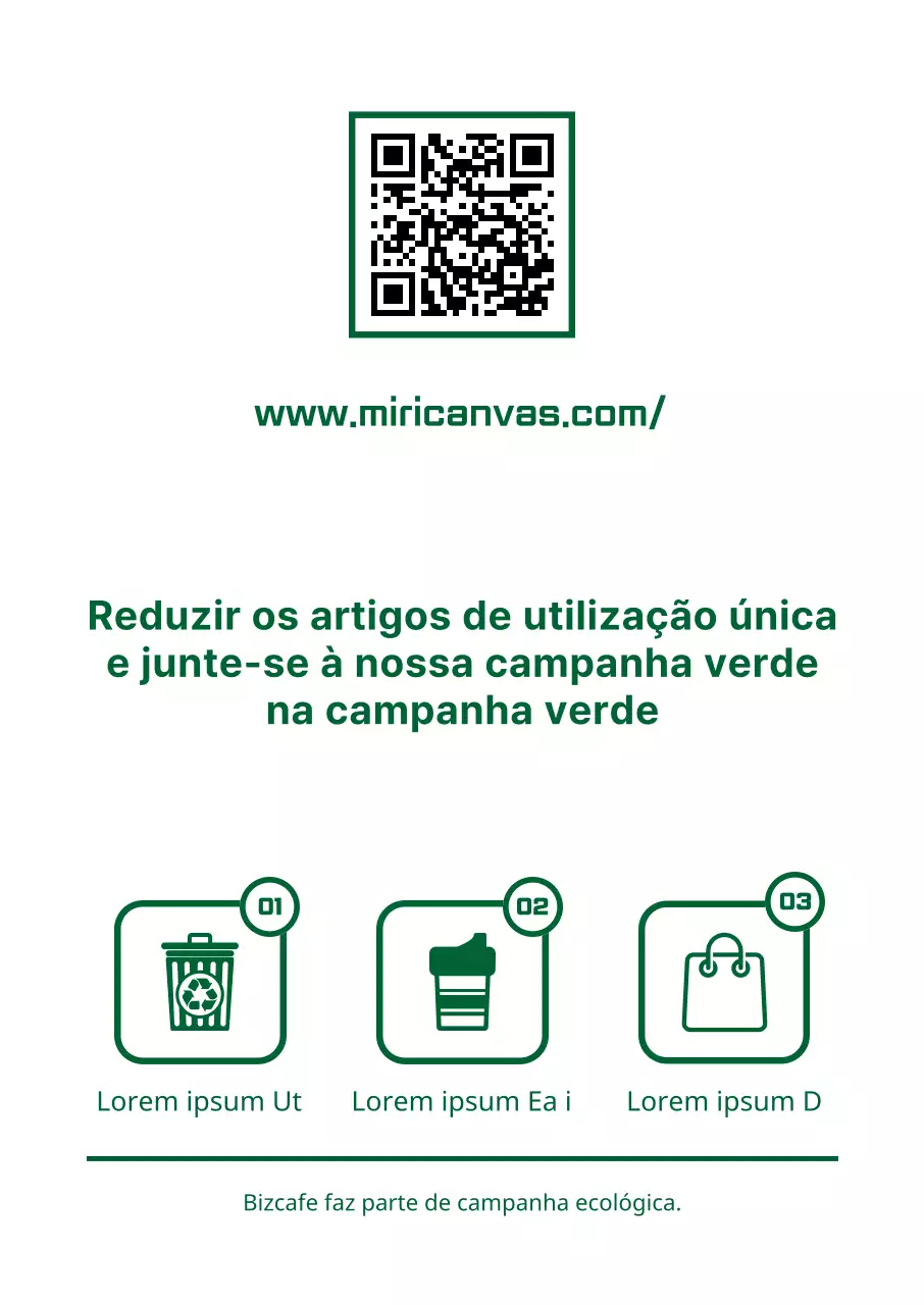 Estilo de apresentação simples e limpo de combinação de texto e ícones em verde e branco Guia de campanha verde