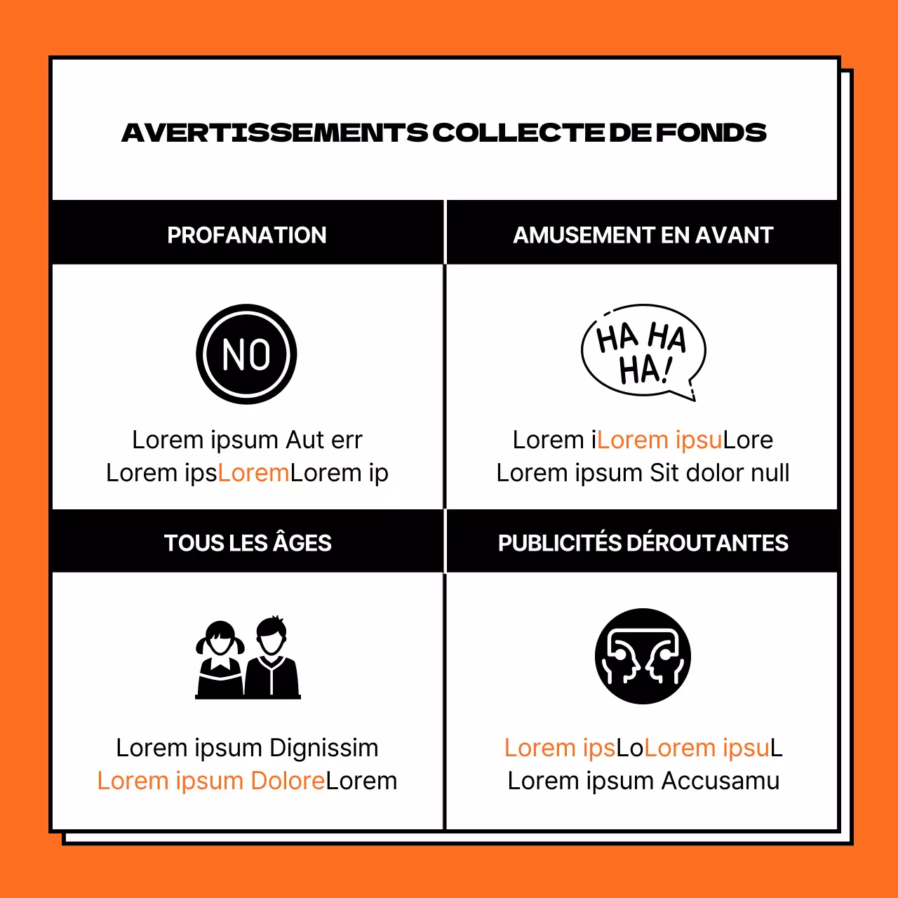 Cadre carré bleu et orange fun marketing