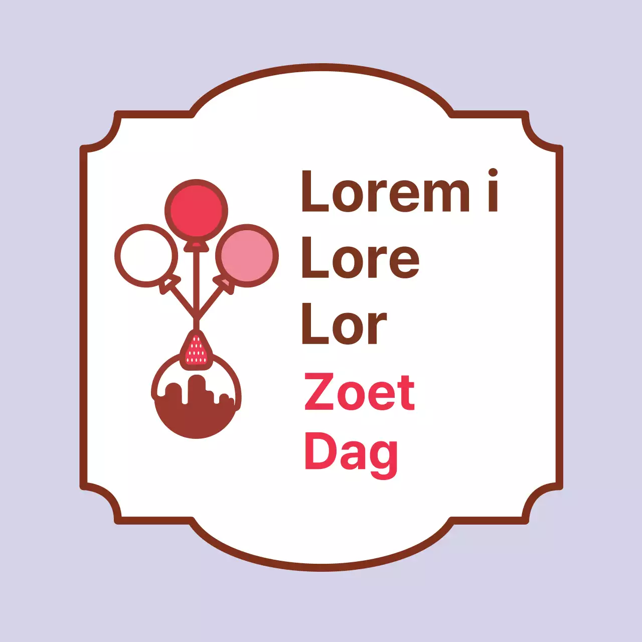 Paarse illustratie kitscherig evenement wit daglabel