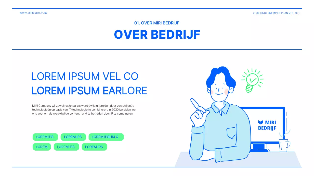 Presentatie ondernemingsplan in limoengroen