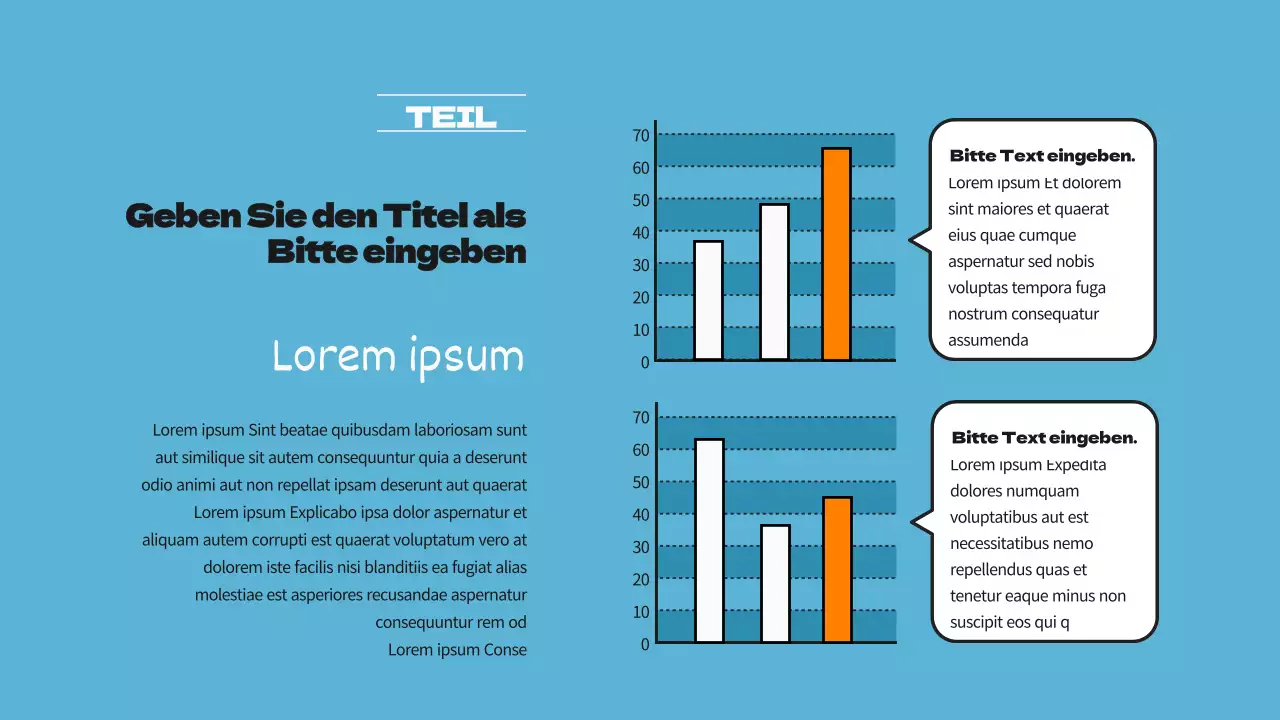 Niedliche vertikale Balkengrafik in Hellblau und Orange