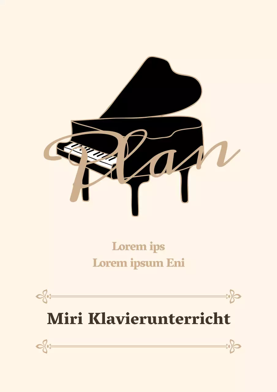 Logo der Klavierschule in einem emotionalen kursiven Stil in Hellgelb und Braun.