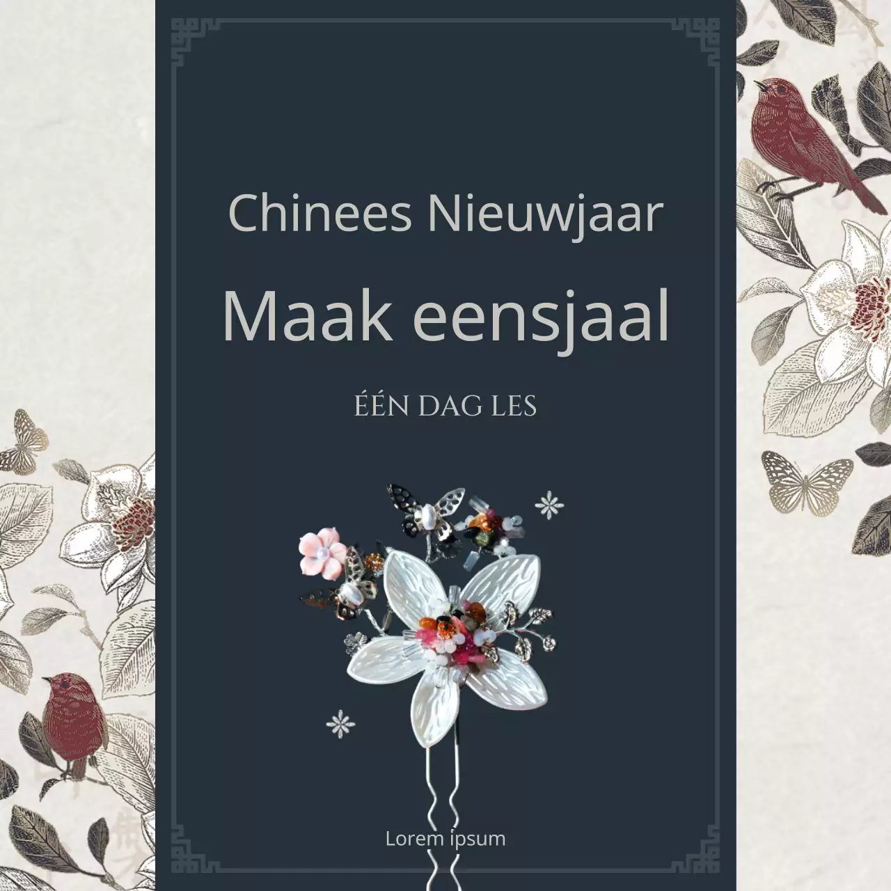 Eendaagse cursus om een traditionele hoofdtooi voor Chinees Nieuwjaar te maken in bruin en marineblauw