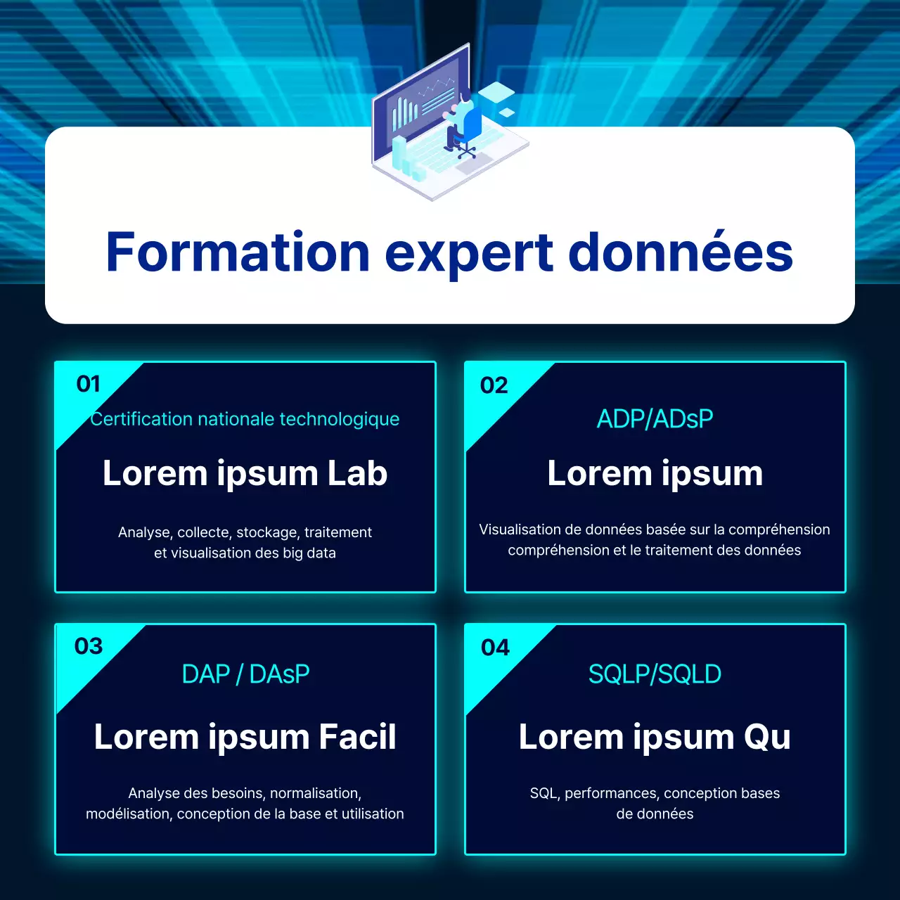 Orientations de la loi sur l'industrie des données en dégradé bleu